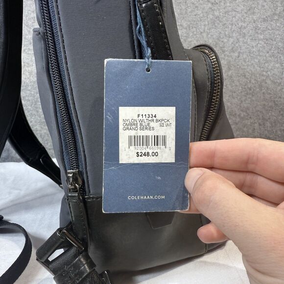 Cole Haan Grand Series Backpack Nylon Leather Ombre Blue Style F11334 $248 NEW - Picture 2 of 16